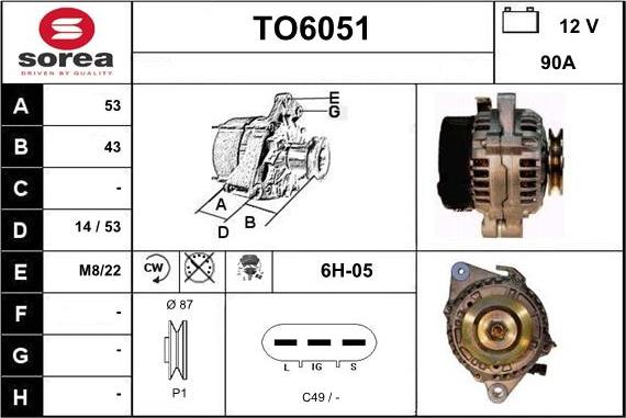 Sera TO6051 - Генератор autocars.com.ua