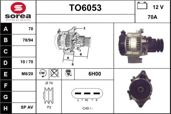 Sera TO6053 - Генератор autocars.com.ua