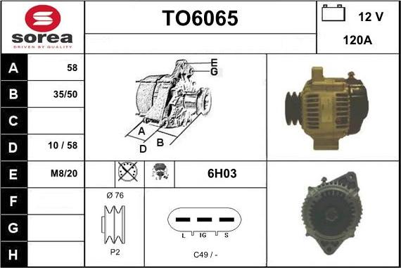 Sera TO6065 - Генератор autocars.com.ua