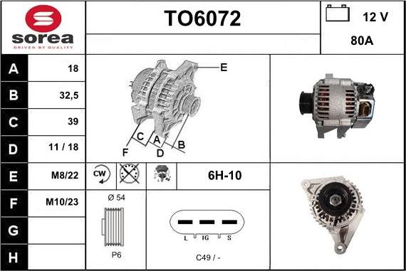 Sera TO6072 - Генератор autocars.com.ua