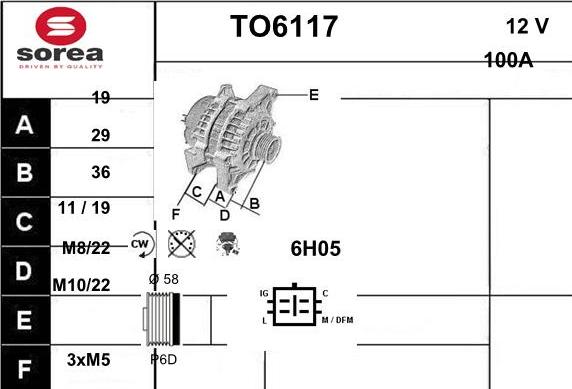 Sera TO6117 - Генератор autocars.com.ua