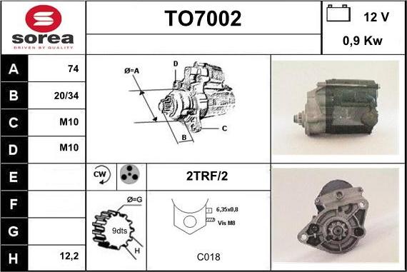 Sera TO7002 - Стартер autocars.com.ua