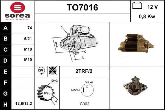 Sera TO7016 - Стартер autocars.com.ua