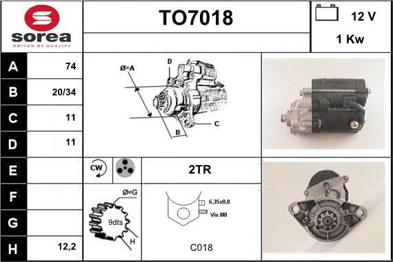 Sera TO7018 - Стартер autocars.com.ua