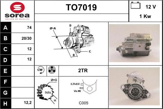 Sera TO7019 - Стартер autocars.com.ua