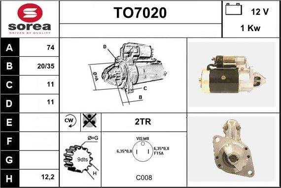 Sera TO7020 - Стартер autocars.com.ua