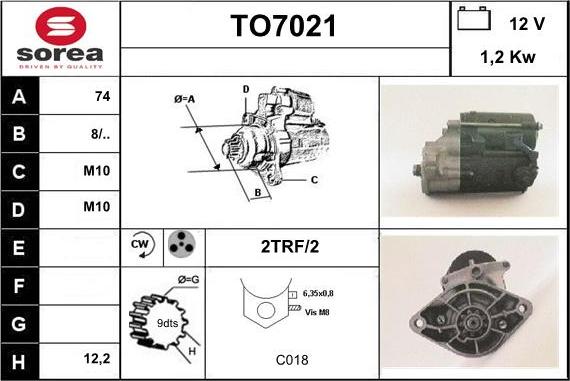 Sera TO7021 - Стартер autocars.com.ua