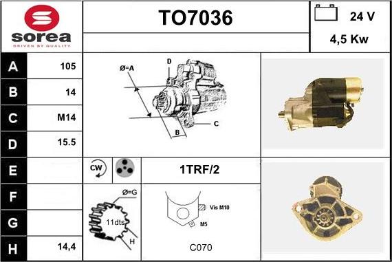 Sera TO7036 - Стартер autocars.com.ua