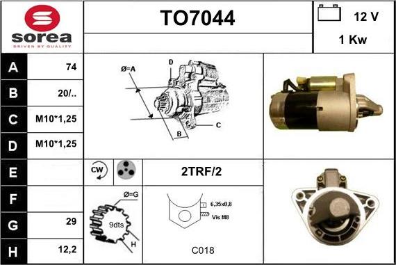 Sera TO7044 - Стартер autocars.com.ua