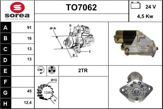 Sera TO7062 - Стартер autocars.com.ua