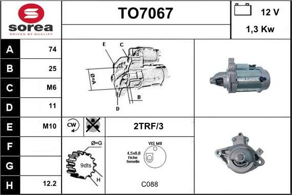 Sera TO7067 - Стартер autocars.com.ua