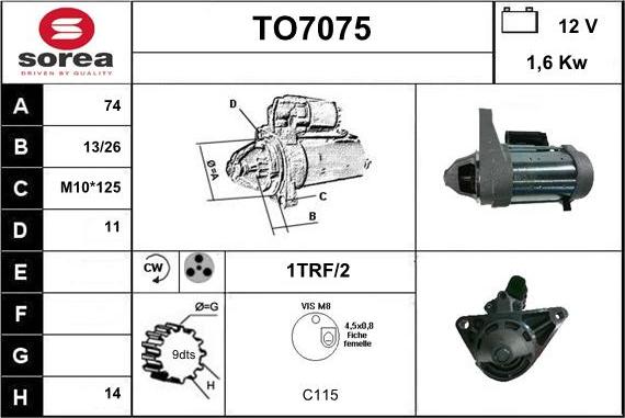 Sera TO7075 - Стартер autocars.com.ua