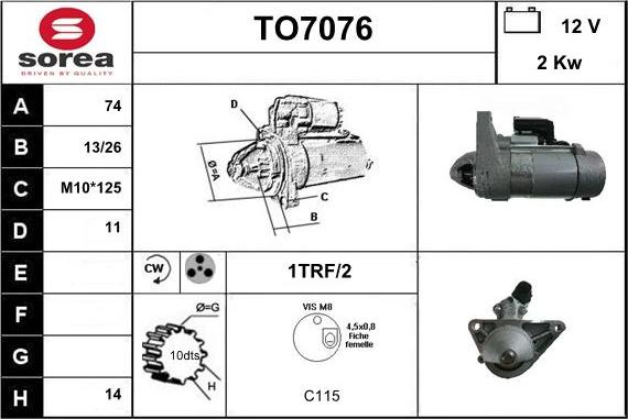 Sera TO7076 - Стартер autocars.com.ua