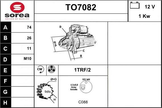 Sera TO7082 - Стартер autocars.com.ua