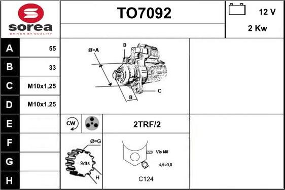 Sera TO7092 - Стартер autocars.com.ua