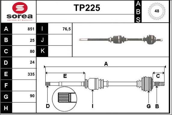 Sera TP225 - Приводной вал autodnr.net