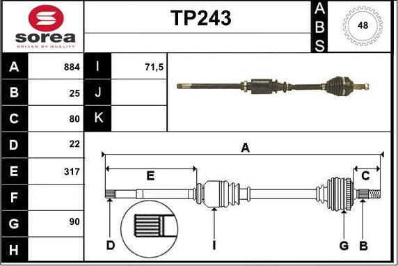 Sera TP243 - Приводной вал autodnr.net