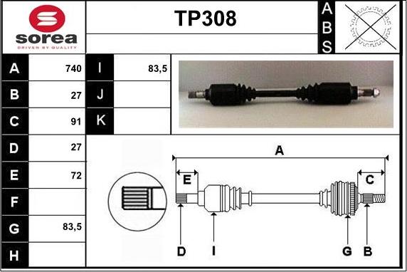 Sera TP308 - Приводний вал autocars.com.ua
