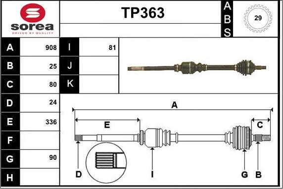 Sera TP363 - Приводной вал autodnr.net