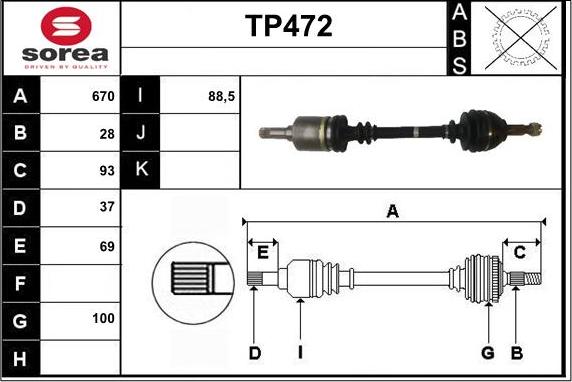 Sera TP472 - Приводний вал autocars.com.ua