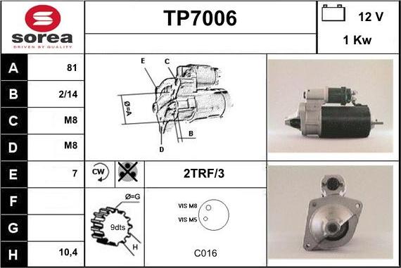 Sera TP7006 - Стартер autodnr.net