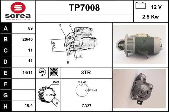 Sera TP7008 - Стартер autocars.com.ua