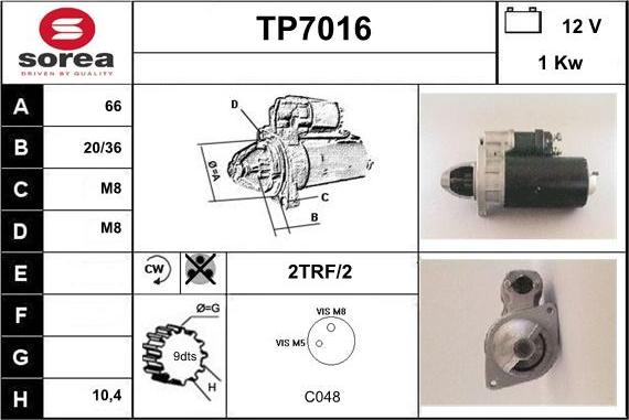 Sera TP7016 - Стартер autocars.com.ua