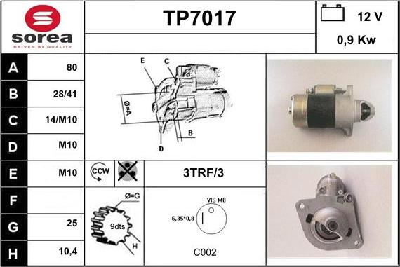 Sera TP7017 - Стартер autocars.com.ua