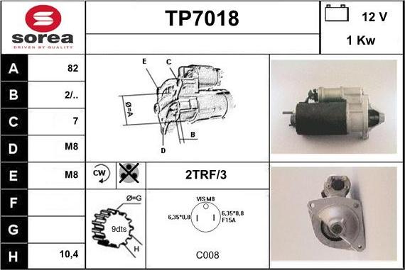 Sera TP7018 - Стартер autocars.com.ua