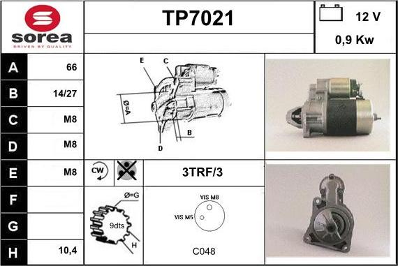 Sera TP7021 - Стартер autocars.com.ua