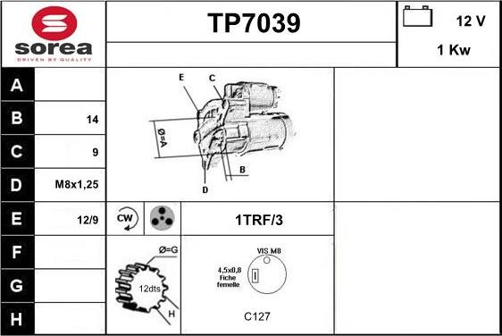 Sera TP7039 - Стартер autocars.com.ua