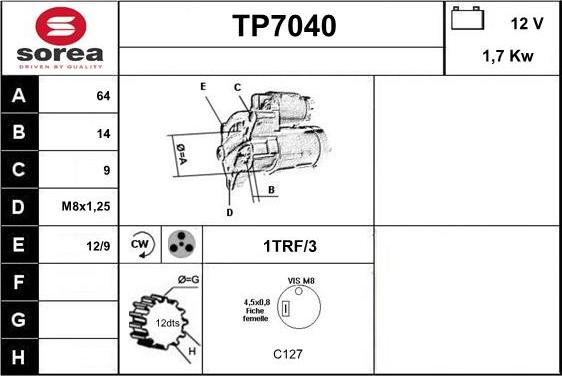 Sera TP7040 - Стартер autocars.com.ua