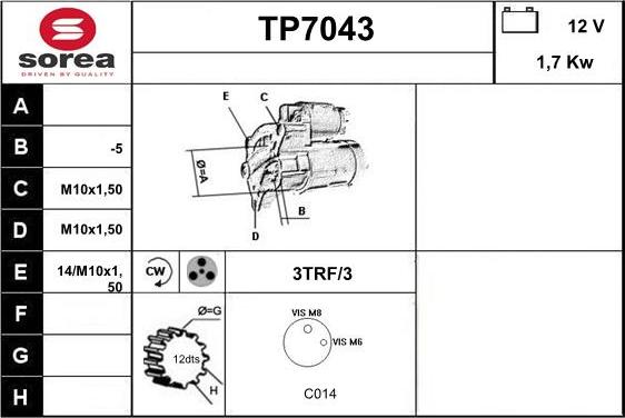 Sera TP7043 - Стартер autocars.com.ua