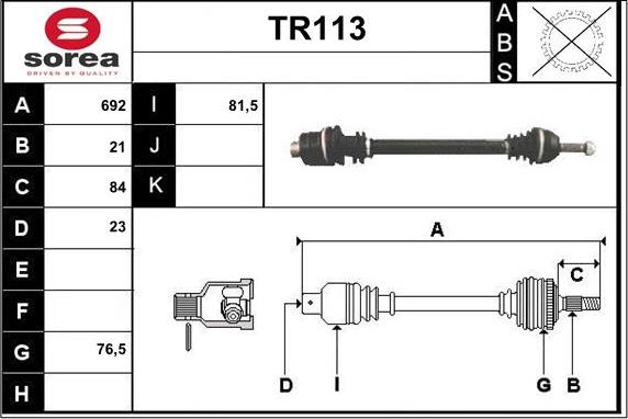 Sera TR113 - Приводний вал autocars.com.ua