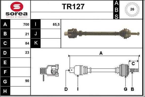 Sera TR127 - Приводний вал autocars.com.ua