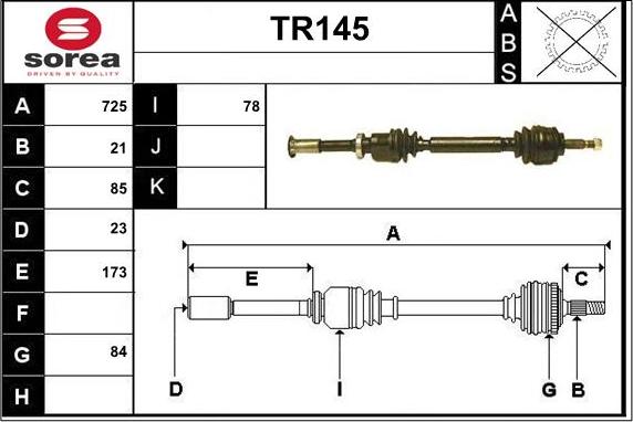 Sera TR145 - Приводний вал autocars.com.ua