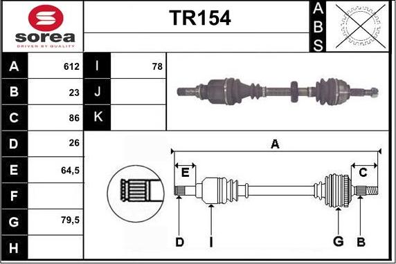 Sera TR154 - Приводний вал autocars.com.ua