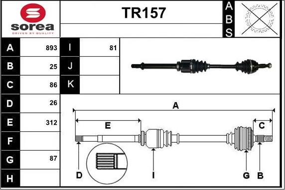 Sera TR157 - Приводной вал autodnr.net