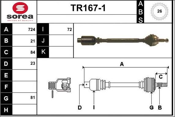 Sera TR167-1 - Приводний вал autocars.com.ua