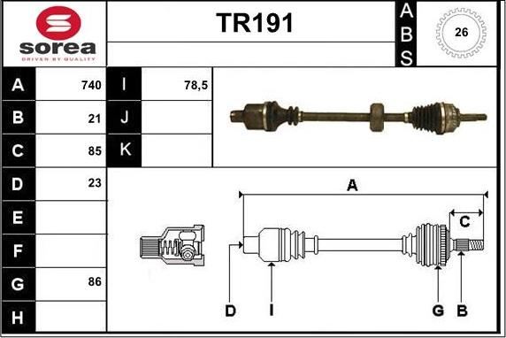 Sera TR191 - Приводний вал autocars.com.ua