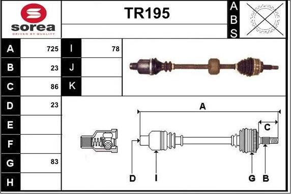 Sera TR195 - Приводний вал autocars.com.ua