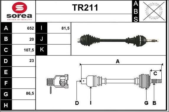 Sera TR211 - Приводний вал autocars.com.ua