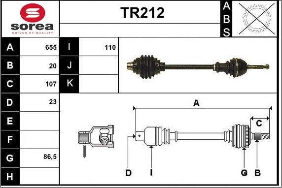 Sera TR212 - Приводний вал autocars.com.ua