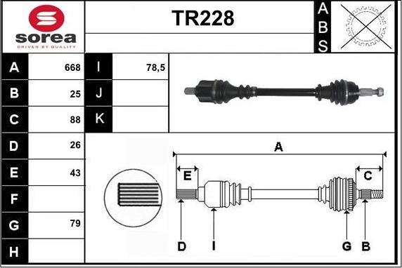 Sera TR228 - Приводний вал autocars.com.ua