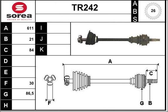 Sera TR242 - Приводний вал autocars.com.ua