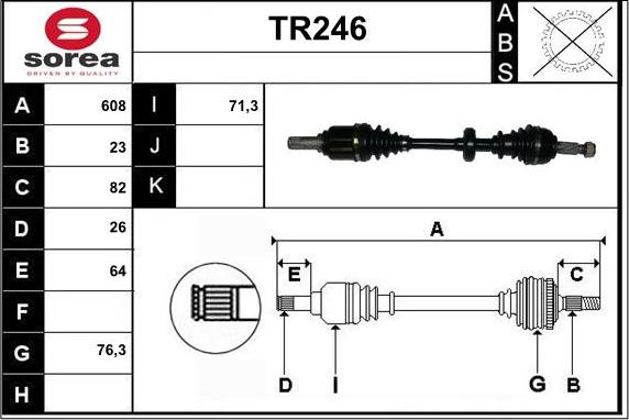 Sera TR246 - Приводний вал autocars.com.ua