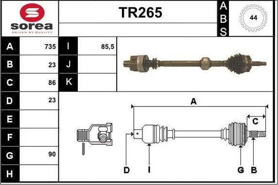 Sera TR265 - Приводний вал autocars.com.ua