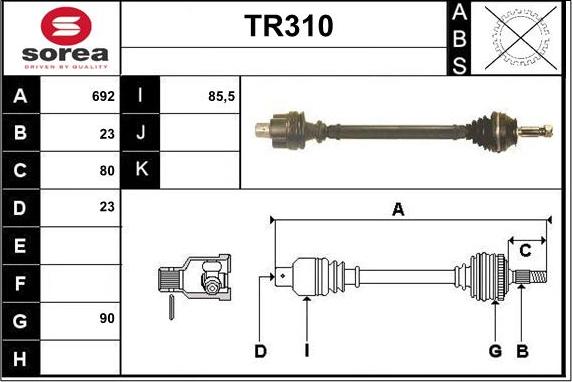 Sera TR310 - Приводний вал autocars.com.ua