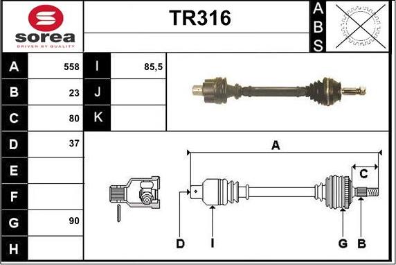 Sera TR316 - Приводний вал autocars.com.ua