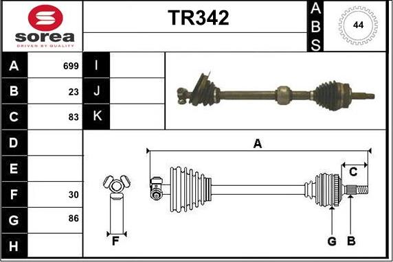 Sera TR342 - Приводний вал autocars.com.ua